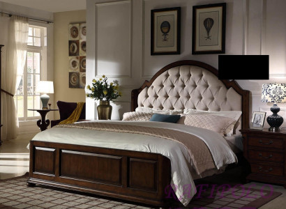 Bed Luxe tweepersoonsbed Slaapkamer Houten leren Chesterfield meubels.